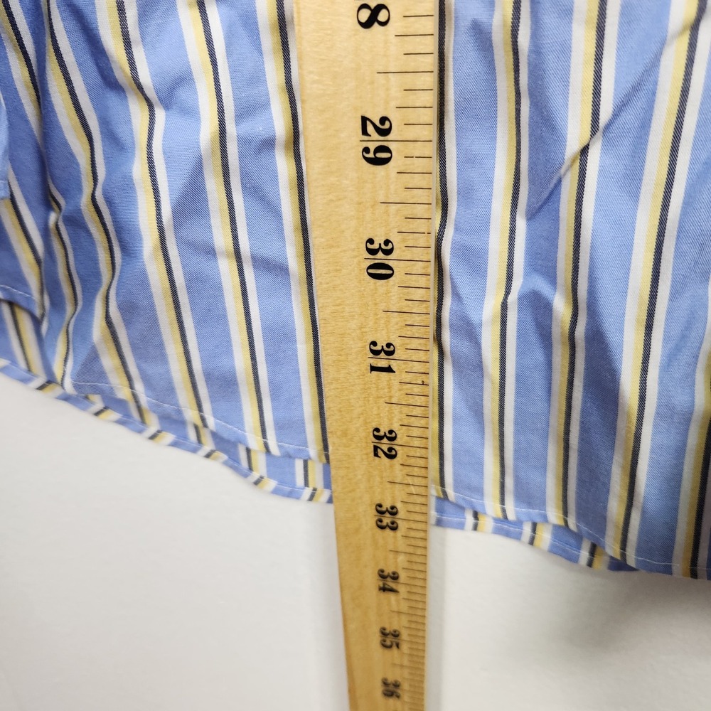 Lanesboro Shirt Mens 2XL Blue Yellow Striped Button Down Non Iron Cotton‎ Dress - Picture 7 of 9
